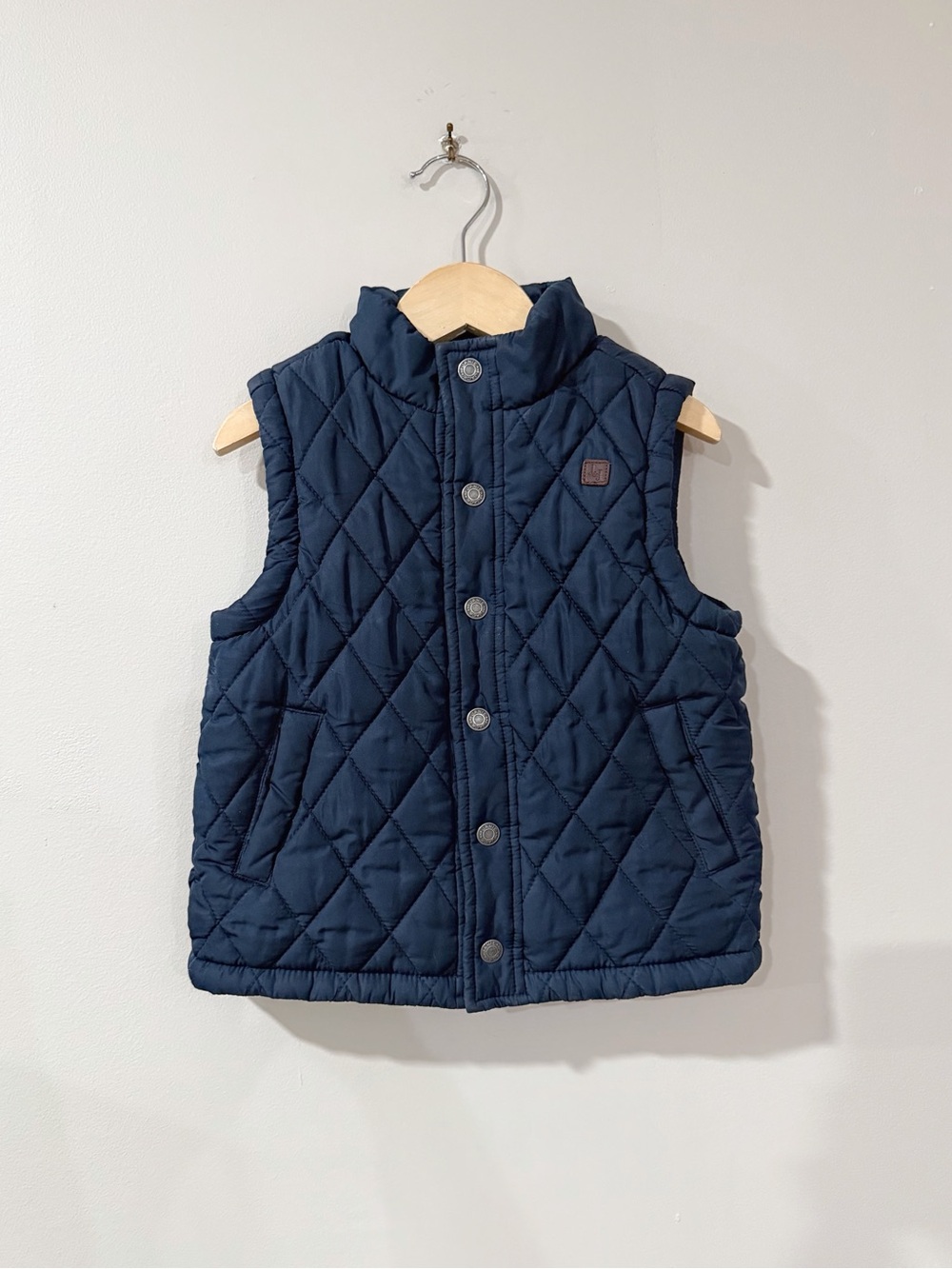 Janie and Jack Vest Boys 3T/4 Navy Quilted Snap Front Preppy Old Money